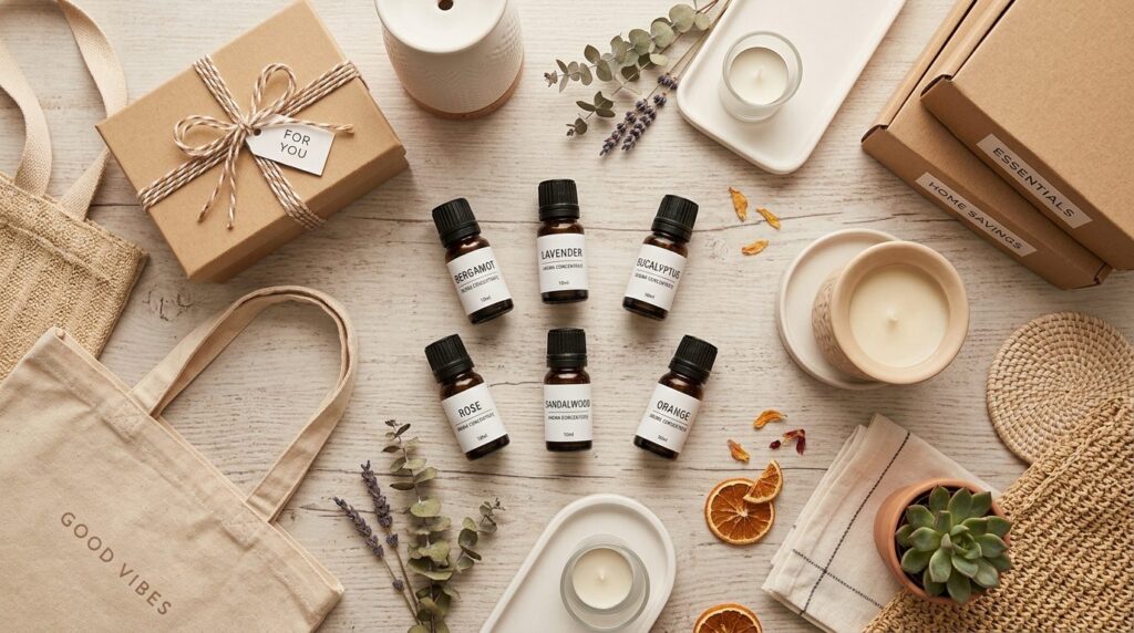Flat lay overhead shot of budget-friendly aroma concentrate 