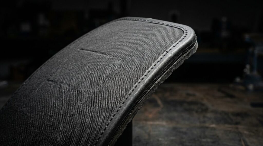 Close-up product detail shot of a ballistic trauma plate sho